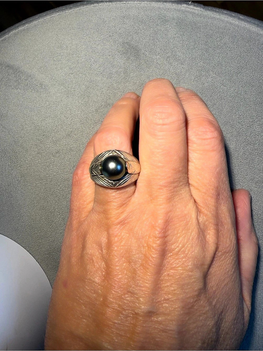 Pearl Statement Sterling Ring Size 7